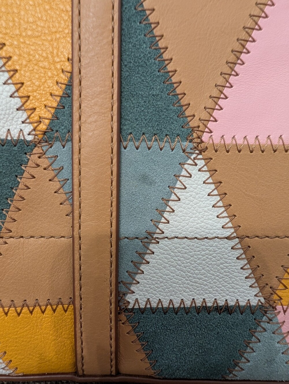 Fossil Geometric Patchwork Leather And Suede Shopper Tote - Picture 7 of 7